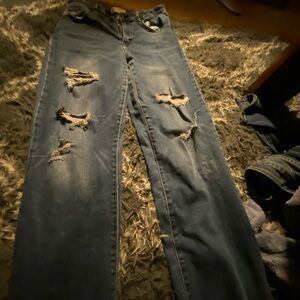 Distressed Blue Jeans